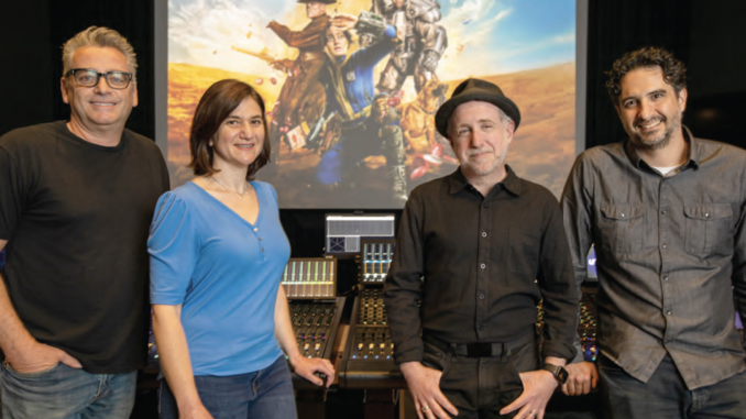 GOOD SOUNDS: “Fallout” sound team Keith Rogers, left, Susan Cahill, Daniel Colman and Steve Bucino.